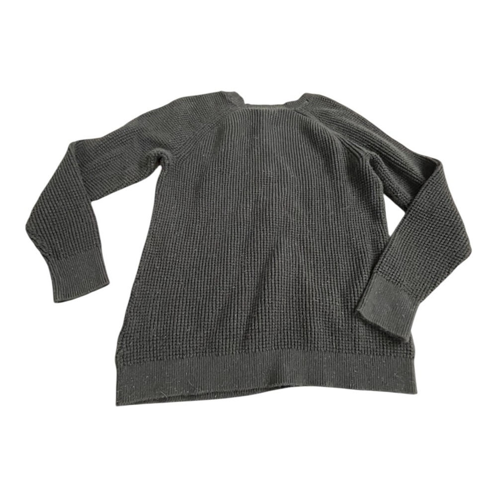 LL Bean Navy Blue Waffle Knit Henley Sweater Women’s Medium - Picture 2 of 6